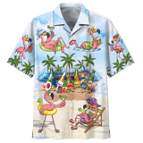 Flamingo In The Beach Print Short Sleeve 