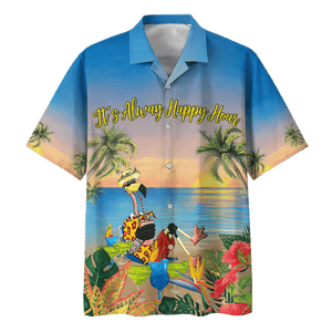 Flamingo It's Alway Happy Hour Print Short Sleeve 