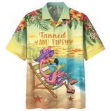 Flamingo Tanned And Tipsy Print Short Sleeve 