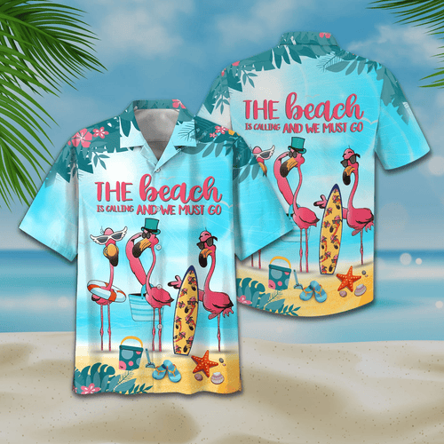 Flamingo The Beach Is Calling And We Must Go Print Short Sleeve 