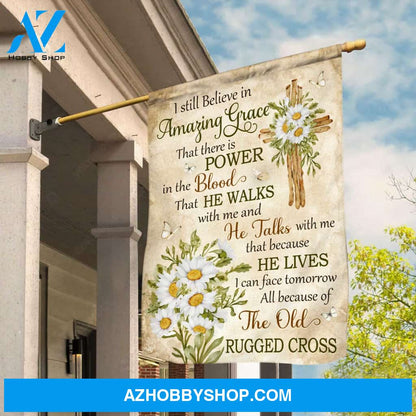 Flower cross, Stunning daisy, White butterfly, I still believe in amazing grace - Jesus Flag