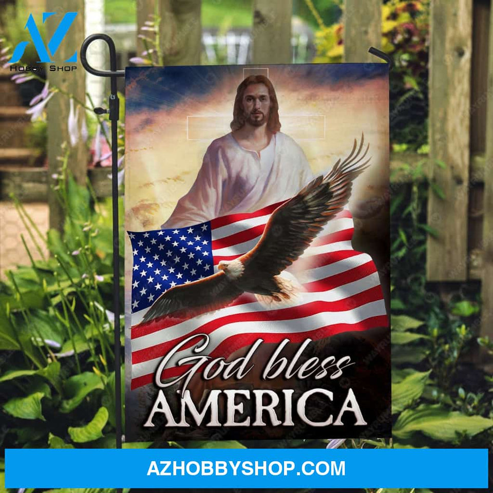 Flying eagle, Stunning Jesus painting, Beautiful US flag, God bless America - Jesus Flag