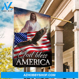Flying eagle, Stunning Jesus painting, Beautiful US flag, God bless America - Jesus Flag