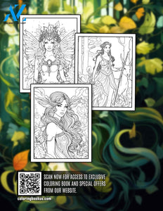 Forest Goddess 30 Pages Printable Coloring Book