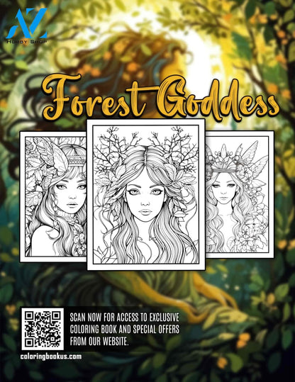 Forest Goddess 30 Pages Printable Coloring Book