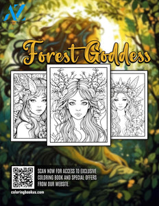 Forest Goddess 30 Pages Printable Coloring Book