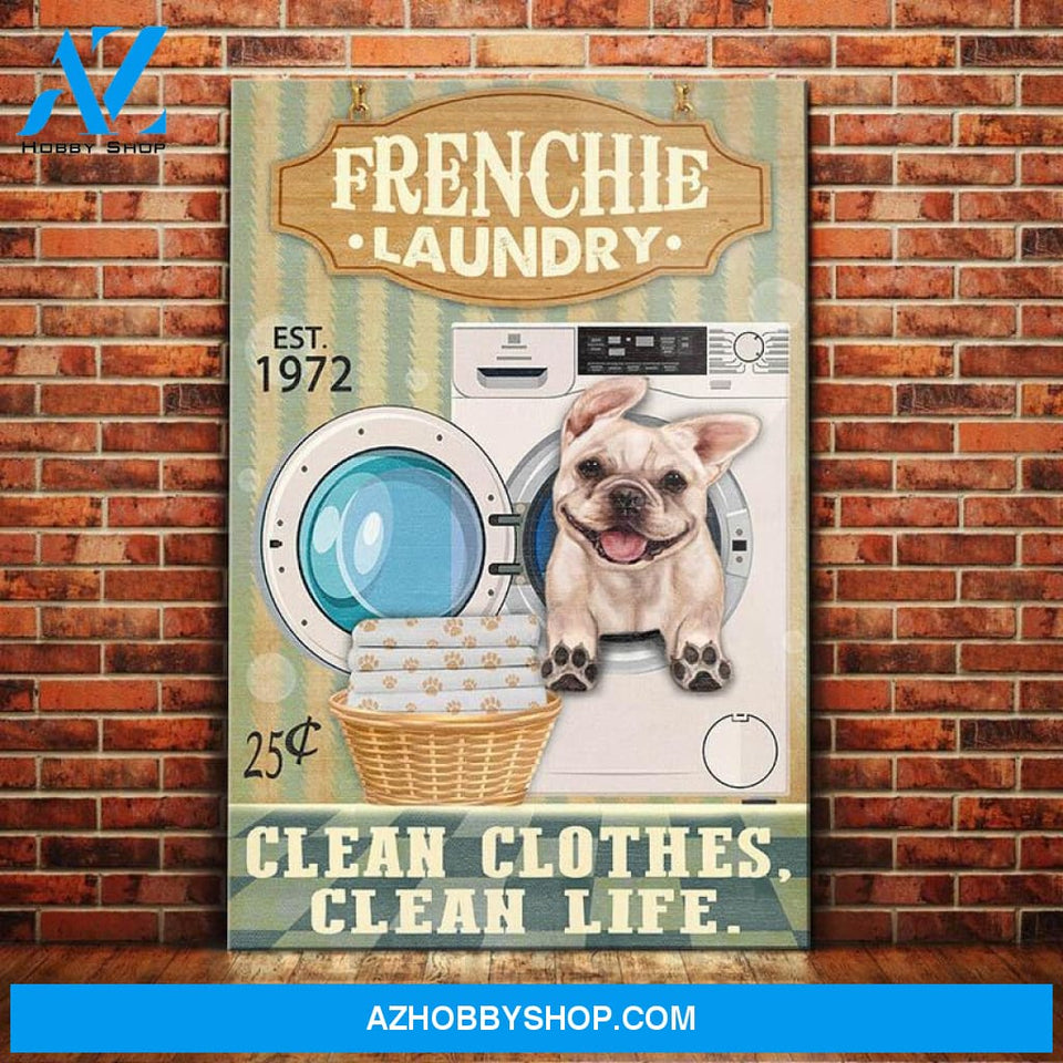 French Bulldog Laundry Company Canvas Wall Art, Wall Decor Visual Art