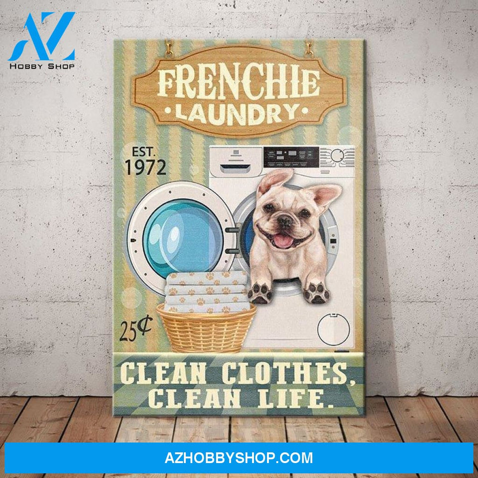 French Bulldog Laundry Company Canvas Wall Art, Wall Decor Visual Art