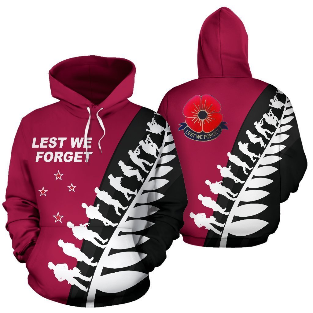 Lest We Forget - New Zealand Pink All Over Printed Unisex Hoodie