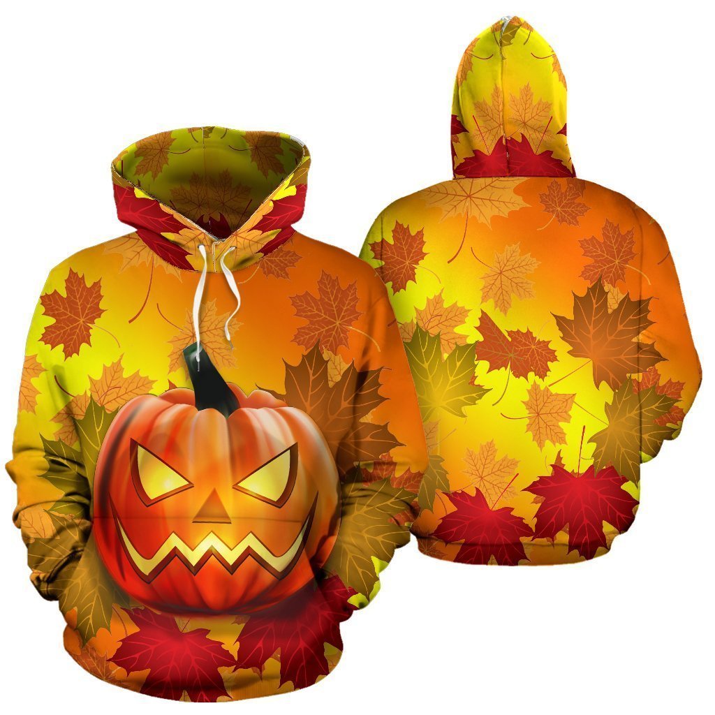 Halloween hoodie pumpkin maple leaf  All Over Print Unisex Hoodie