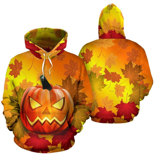 Halloween hoodie pumpkin maple leaf  All Over Print Unisex Hoodie