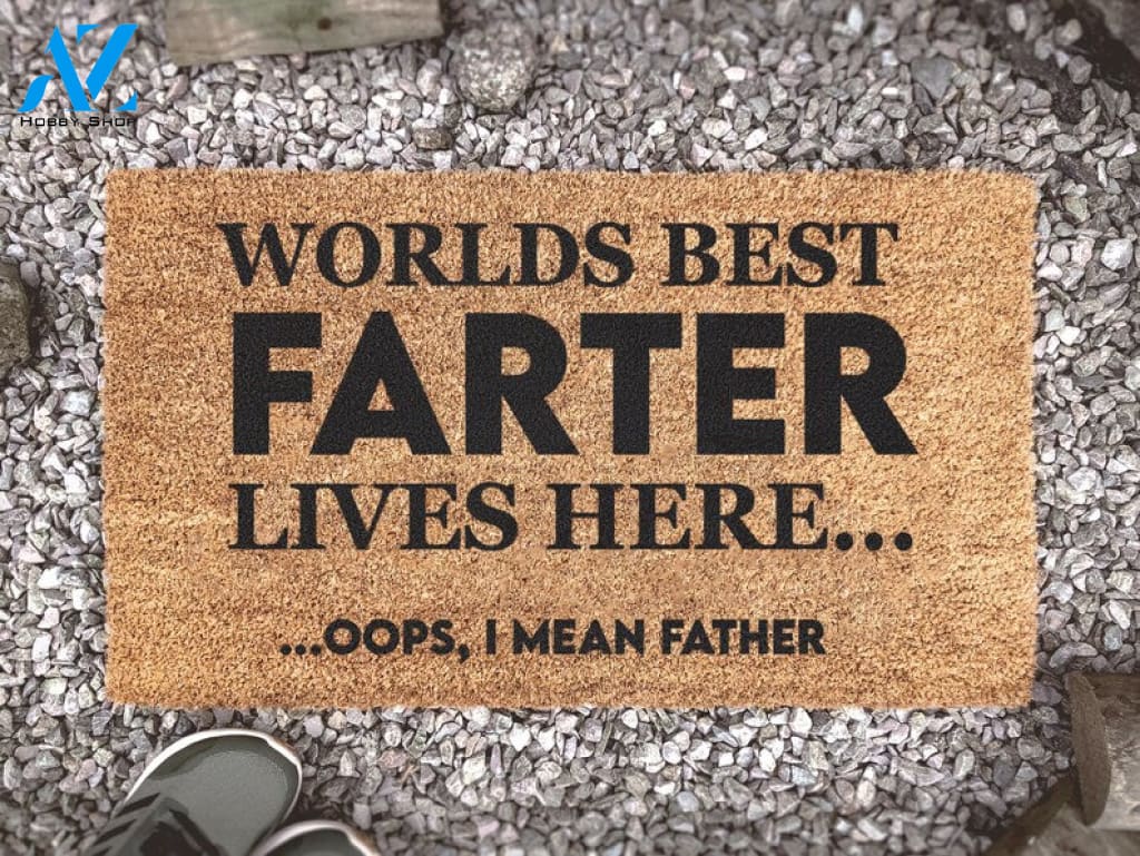 Funny Fathers Day Doormat - Fathers Day Gift - Worlds Best Farter - Dad Gifts - Custom Welcome Doormat - Grandad -
