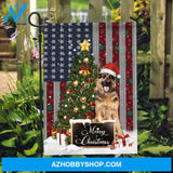 German Shepherd, Cute dog, Amazing Christmas tree, American flag, Merry Christmas - Jesus Flag