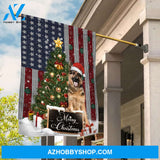 German Shepherd, Cute dog, Amazing Christmas tree, American flag, Merry Christmas - Jesus Flag