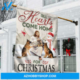 German Shepherd dogs, Snowman painting, Happy Jesus, All hearts come home for Christmas - Jesus Flag