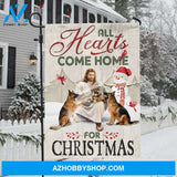 German Shepherd dogs, Snowman painting, Happy Jesus, All hearts come home for Christmas - Jesus Flag