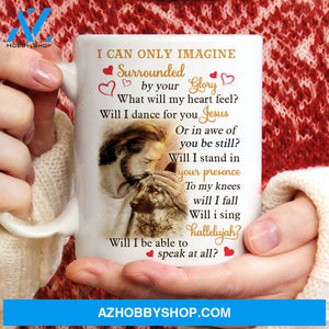 German Shepherd, In the arms of Jesus, I can only imagine - Jesus White Mug