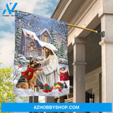 German Shepherd, Jesus painting, Christmas gift, Awesome Christmas decoration - Jesus Flag