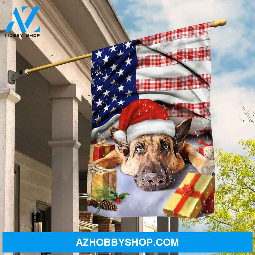 German shepherd on Christmas - Jesus, German shepherd, Christmas Flag