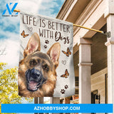 German shepherd painting, Beautiful butterfly, Life is better with dogs - Jesus Flag