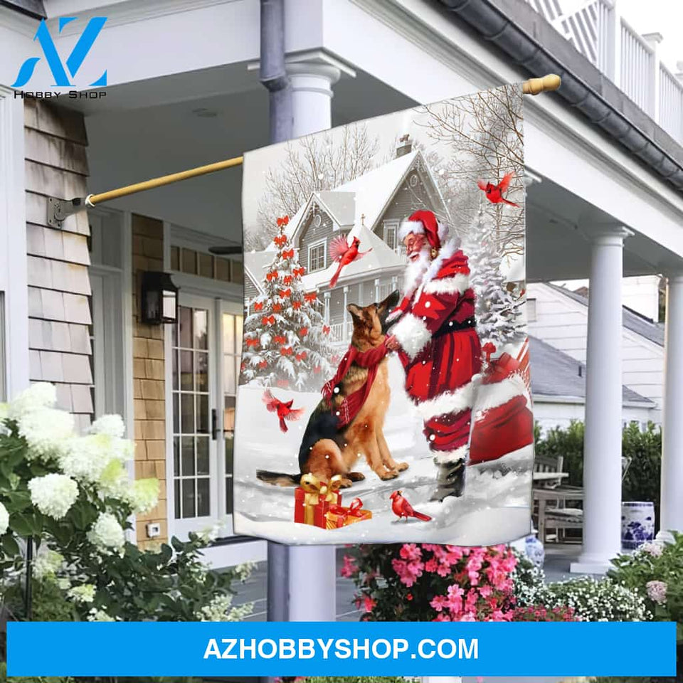 German shepherd with Santa Claus - German shepherd, Christmas, Cardinal Flag