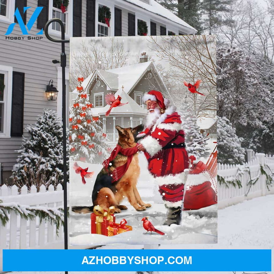 German shepherd with Santa Claus - German shepherd, Christmas, Cardinal Flag