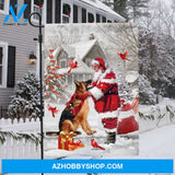 German shepherd with Santa Claus - German shepherd, Christmas, Cardinal Flag