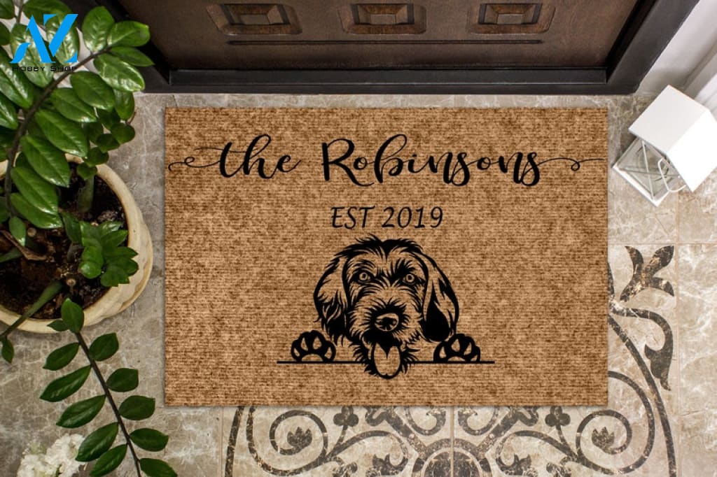 German Wirehaired Pointer Dog Personalized Doormat Custom Doormat Welcome Mat Housewarming Gift Last Name Door Mat