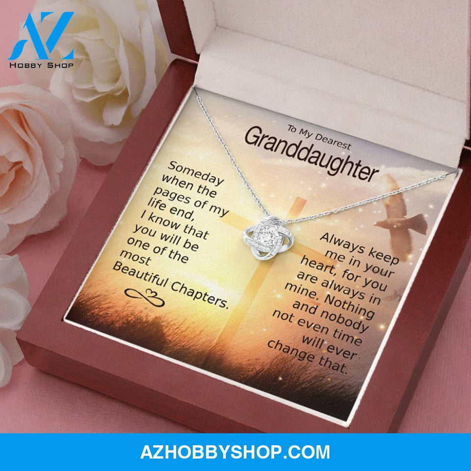 Gift To My Dearest Granddaughter White Gold Necklace "Always Keep Me in Your Heart"