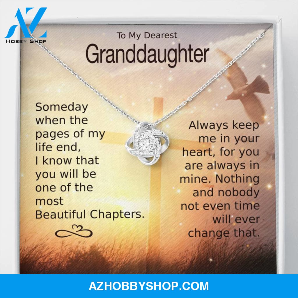 Gift To My Dearest Granddaughter White Gold Necklace "Always Keep Me in Your Heart"