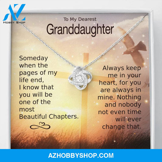 Gift To My Dearest Granddaughter White Gold Necklace "Always Keep Me in Your Heart"