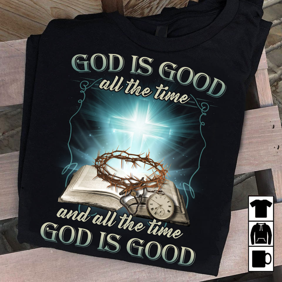 Diamond cross, Bible, God is good all the time - Jesus Apparel