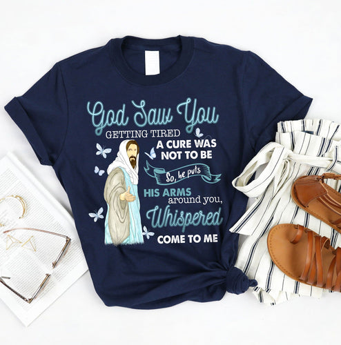 God saw you getting tired so he puts his arms around you - Jesus Apparel