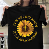 Sunflower painting, Yellow cross symbol, It's not religion, it's a relationship - Jesus Apparel