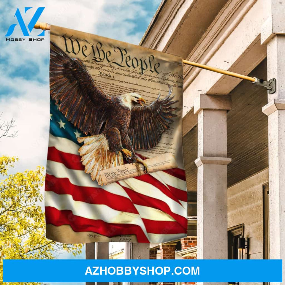 Golden eagle, Antique letter, US flag, We the people - Jesus Flag