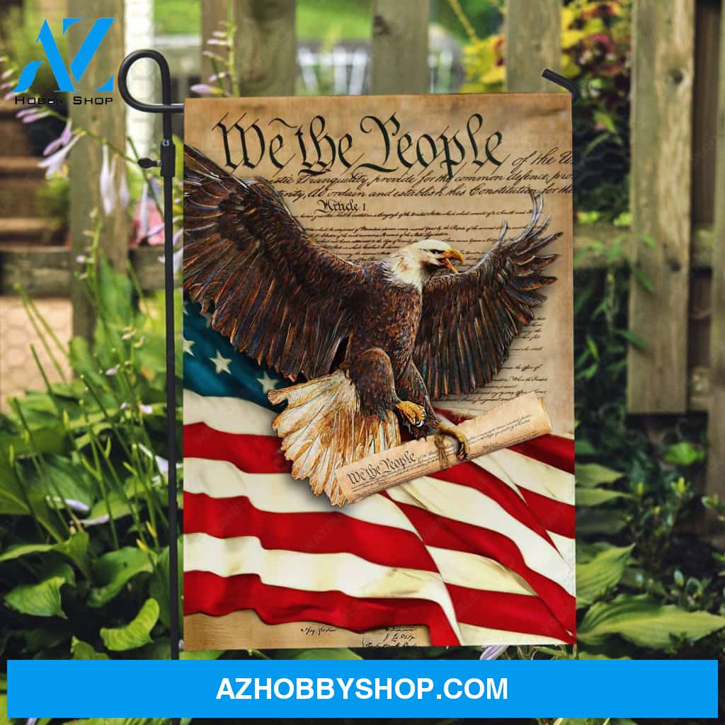 Golden eagle, Antique letter, US flag, We the people - Jesus Flag