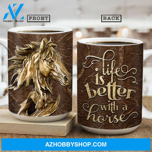 Golden Horse, Life is better with a horse - Jesus AOP Mug