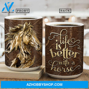 Golden Horse, Life is better with a horse - Jesus AOP Mug