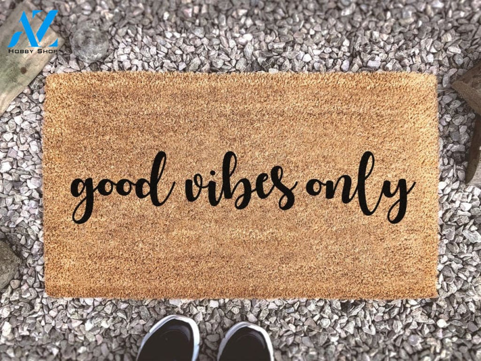 Good Vibes Only Quote - Welcome Door Mat - Positive Vibes Quote - Coir Doormat