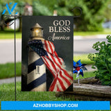 Gorgeous lighthouse, Black background, God bless America- Jesus Flag