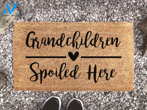Grandchildren Spoiled Here - Personalized Family Doormat - Custom Coir Door Mat - Housewarming Gift