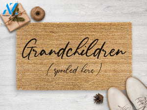 Grandchildren Spoiled Here - Personalized Family Doormat - Custom Coir Door Mat - Housewarming Gift - Gift For