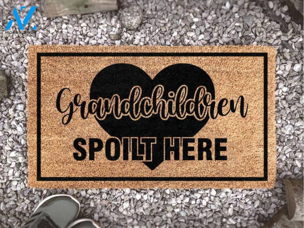 Grandchildren Spoilt Here Door Mat - Mom Gift - Custom Doormat - Grandma Gift - Gift For Grandparents - Custom Gift -