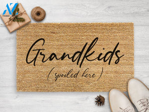 Grandkids Spoiled Here - Personalized Family Doormat - Custom Coir Door Mat - Housewarming Gift