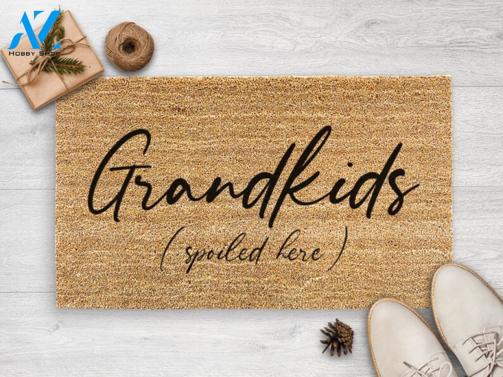 Grandkids Spoiled Here - Personalized Family Doormat - Custom Coir Door Mat - Housewarming Gift