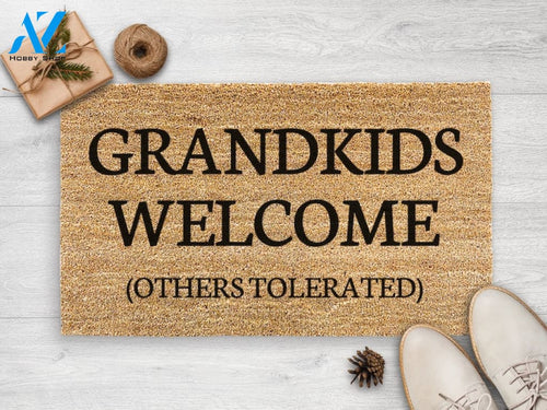 Grandkids Welcome Others Tolerated - Christmas Gift - Personalized Family Mat - Custom Coir Doormat - Housewarming Gift