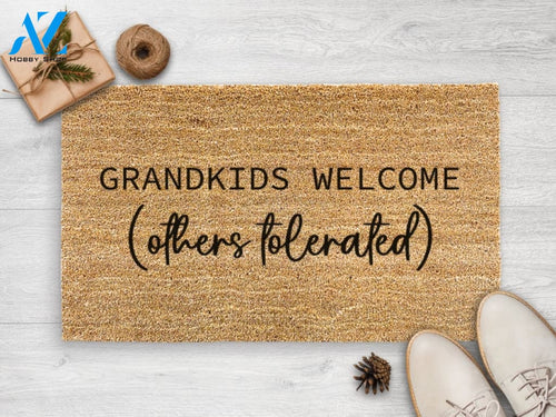 Grandkids Welcome Others Tolerated - Christmas Gift - Personalized Family Mat - Custom Coir Doormat - Housewarming Gift