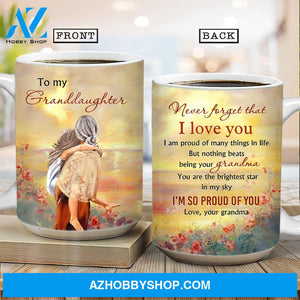 Grandma to granddaughter, Beautiful sunset, Rose garden, Never forget that I love you - Family AOP Mug