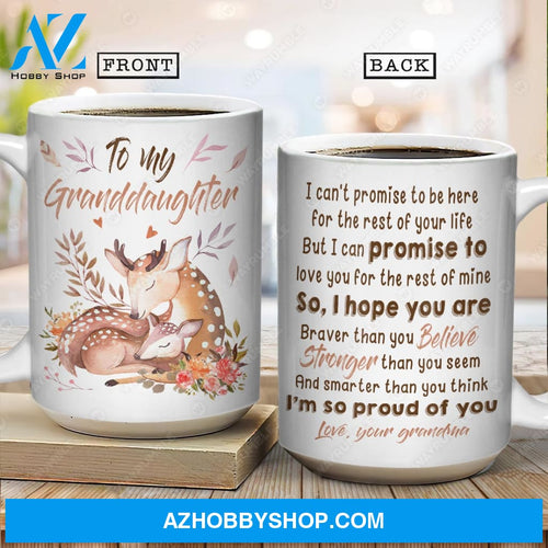 Grandma to granddaughter, Deer drawing, I'm so proud of you - Family White Mug