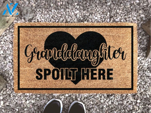 Grandparent Gift - Granddaughter Spoilt Here - Grandma Gift - Custom Gift - Personalised Doormat - New Home Decor -